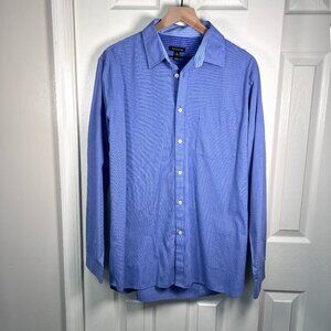 Men's Van Heusen Long Sleeve Button Down Dress Shirt Blue and White Checkered